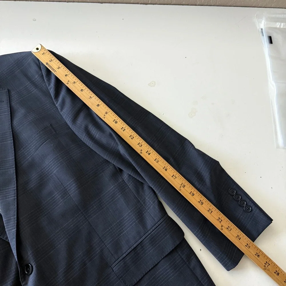 Brooks Brothers Explorer Regent Fit Blazer 46R Navy Blue Glen Plaid Wool Blend